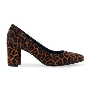 NEW AEROSOLES Betsy Comfortable Cheetah Mid Heel Pump Genuine Leather Cow Hair